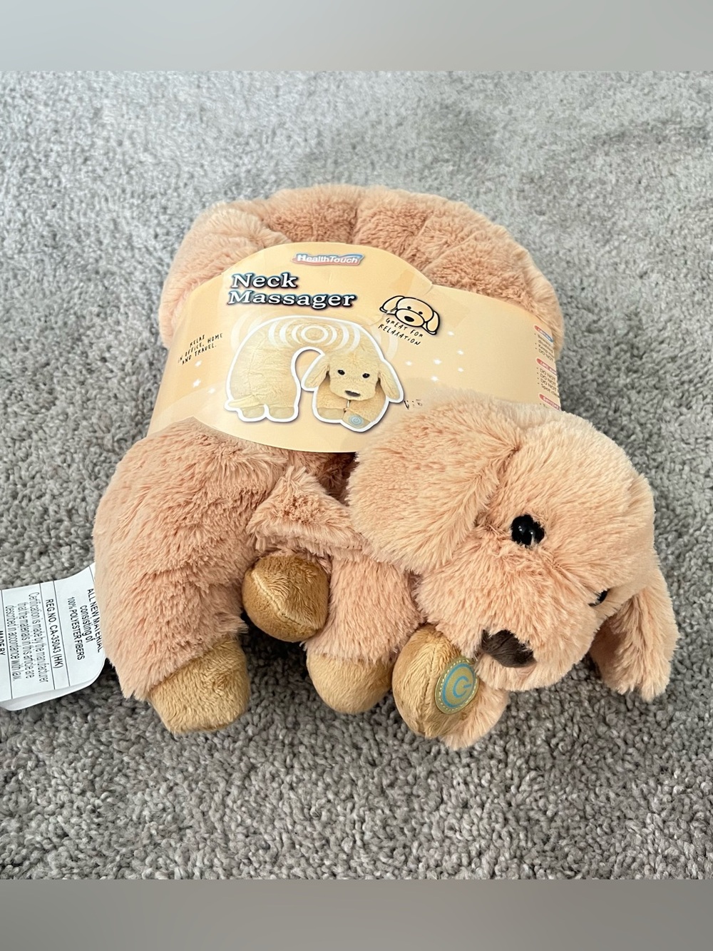 HealthTouch Plush Dog Neck Massager Light Brown